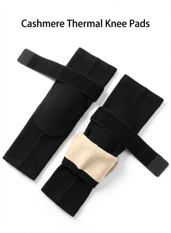 رمضان الأكثر مبيعاً | واقيات الركبة الصوفية السميكة مع أربطة تثبيت، تدفئة ليلية فائقة، طول قابل للتعديل (38-55 سم)، للجنسين، تصميم طويل وسميك لمزيد من الدفء في الليل، غير قابلة للانزلاق - Image 1